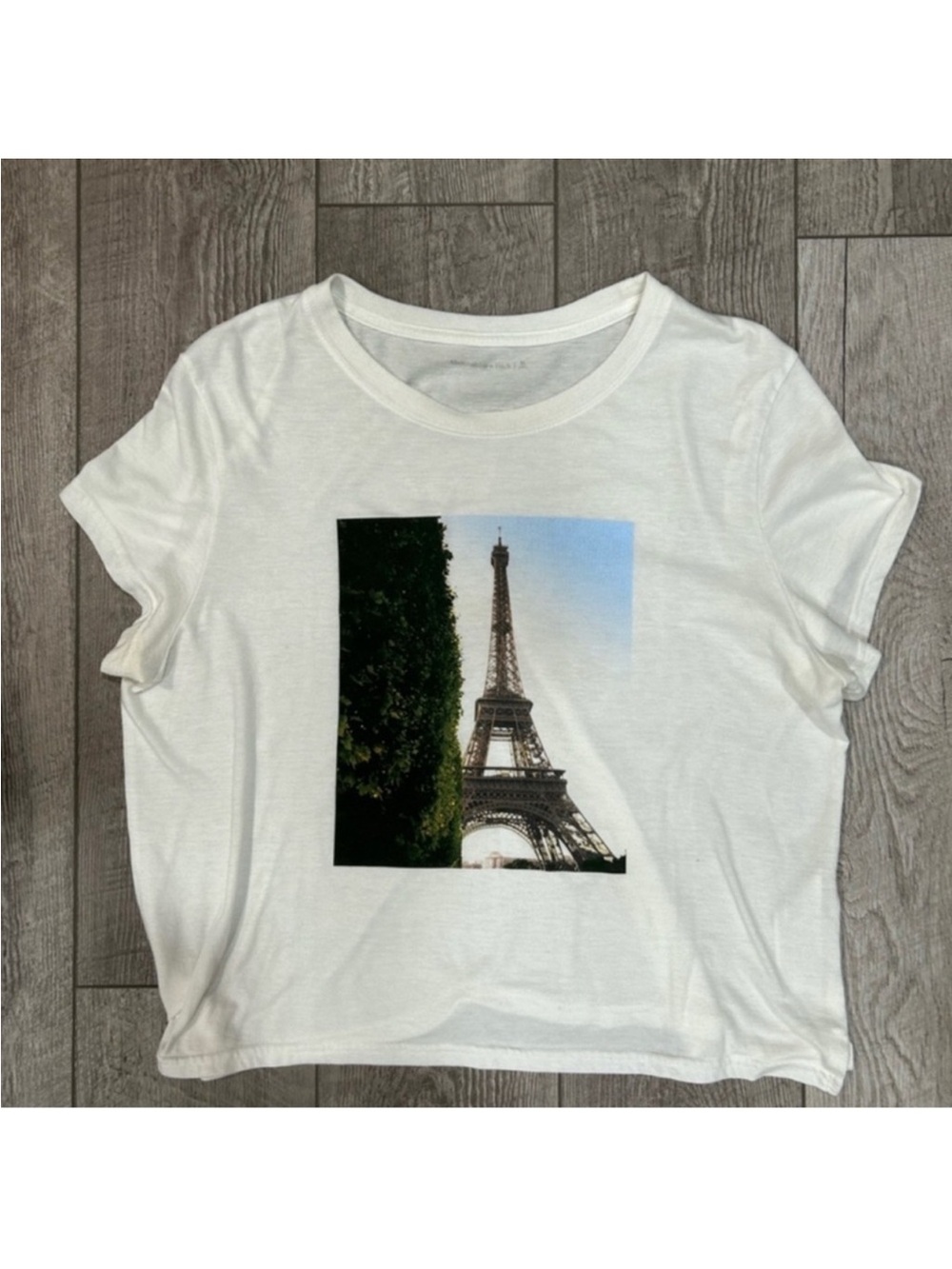 Abercrombie & Fitch White Eiffel Tower Photo Tee